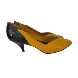 Mustard Black Colorblock 1980's Heels New Directions Show Wear IOB Man Made
